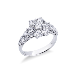 Weißgold Antragsring mit Diamant Blume