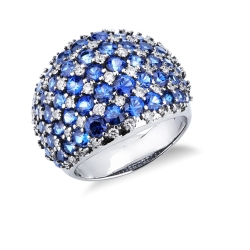 Weißgold 18K Bandring mit Saphiren und Diamanten