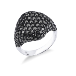 Weißgold 750 Siegelring mit schwarzen Diamanten