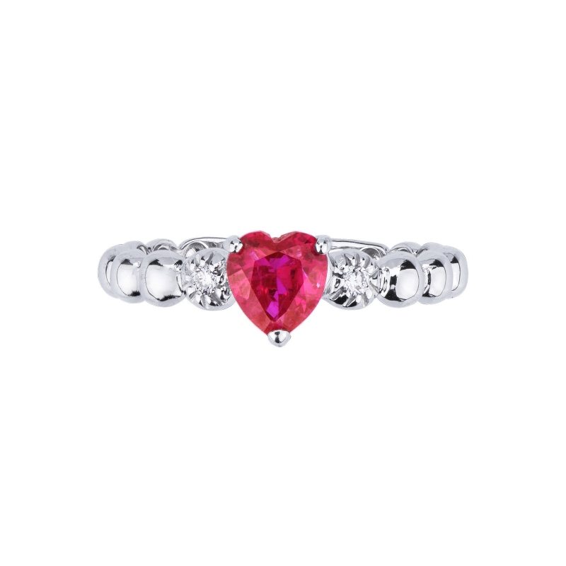 Weißgold-Verlobungsring mit Rubin und Diamanten Weißgold-Verlobungsring mit Rubin und Diamanten