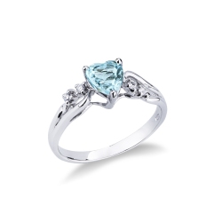 Verlobungring Weißgold Herzring Aquamarin Diamanten