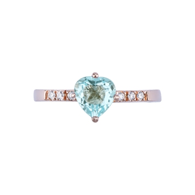 750er Roségold Aquamarin Ring mit Diamanten