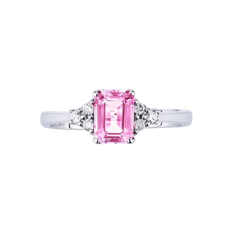 Weißgold Ring mit Rosa Saphir und Diamanten Weißgold Ring mit Rosa Saphir und Diamanten