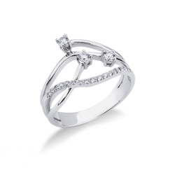 Bandring Weissgold mit drei Diamanten
