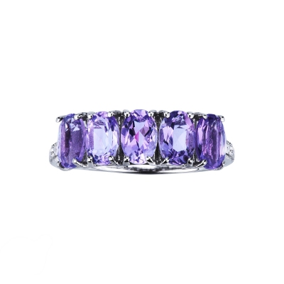 Amethyst Damenring Weißgold mit Diamanten