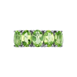 Weißgold Ring 5 Peridot-Steinen und Brillanten  2