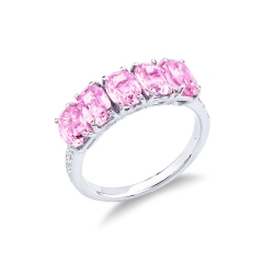 Weißgold Ring Damen mit fünf Saphiren und Diamanten