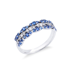 Saphir Diamant Damenring Weißgold 750