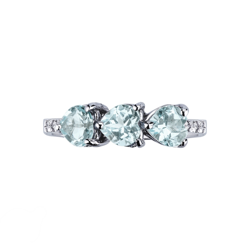 Aquamarin Ring mit Diamanten  Aquamarin Ring mit Diamanten