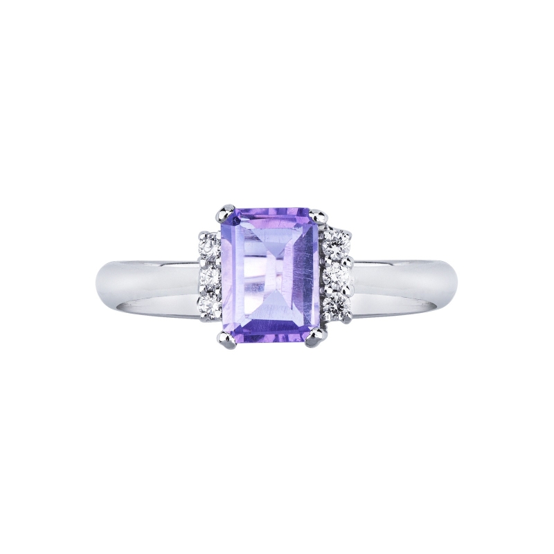 Amethyst Ring mit Diamanten Weißgold 750  Amethyst Ring mit Diamanten Weißgold 750