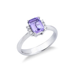 Amethyst Ring mit Diamanten Weißgold 750