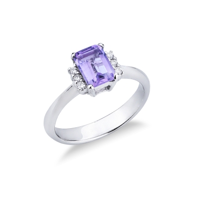 Amethyst Ring mit Diamanten Weißgold 750 