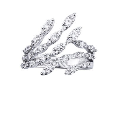 Designer Bandring Weißgold 750 mit Diamanten