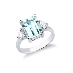 Aquamarin Ring mit Diamanten 750er Weißgold