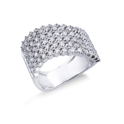 Weißgold 18k Bandring Wellenring mit Diamanten
