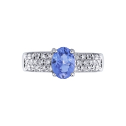 Weißgold Bandring mit Tansanit und Diamanten  2