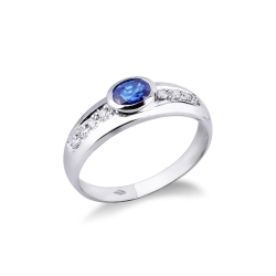 Weißgold Ring mit Diamanten und Saphiren
