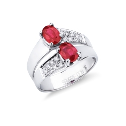 Rubinring mit Diamanten Weißgold 750
