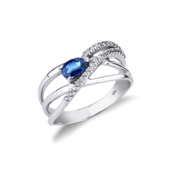 Saphir Ring Weißgold mit Diamanten