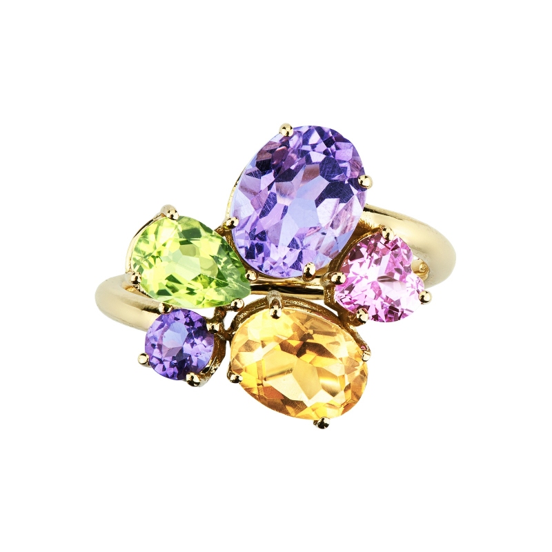 Rosa Saphir Ring mit bunten Edelsteinen Rainbow Kollektion  Rosa Saphir Ring mit bunten Edelsteinen Rainbow Kollektion
