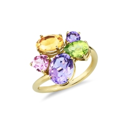 Multicolor Ring mit Edelsteinen aus 750er Gelbgold