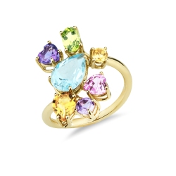 Gelbgold 18K Ring mit Edelsteinen