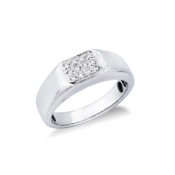 Pavé Ring Herren mit Diamanten 18K Weißgold