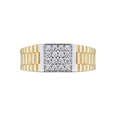Herrenring Gelbgold 18K mit Pavé aus Brillanten