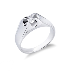 Solitär Ring Weißgold Herren