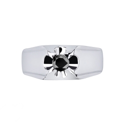 Solitärring schwarzer Diamant Weißgold Herren  2