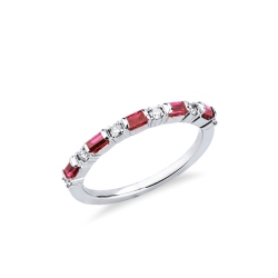 Designer Ring mit Rubinen und Brillanten aus Weißgold 750