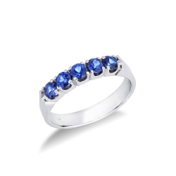 750er Weißgold Ring mit fünf Saphiren