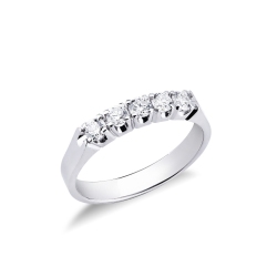 Weißgold Ring mit 5 Diamanten 0,45 Karat