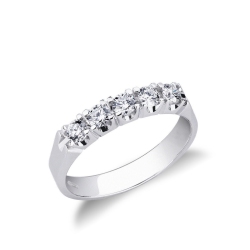 Weißgold Brillantring mit fünf Diamanten