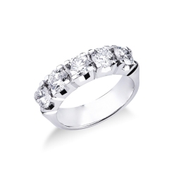 Weißgold 750 Ring mit fünf Diamanten 2 Karat