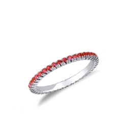 Weißgold Memoire-Ring mit Rubinen
