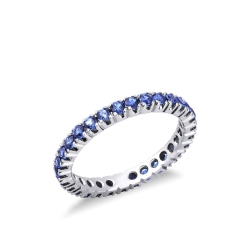 Memoire Ring aus Weißgold  750 mit blauen Saphiren