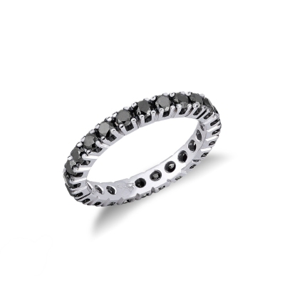 750er-Weißgold Eternity Ring mit schwarzen Diamanten 