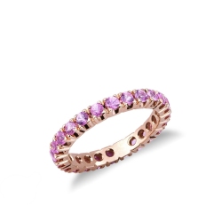 Memoire Ring aus Roségold 18K mit rosa Saphiren