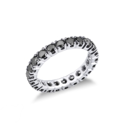 Weißgold-Memoire-Ring mit schwarzen Diamanten