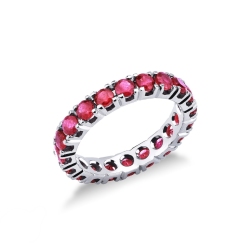 Rubin-Memoire-Ring mit Fassung aus 18k Weißgold 750