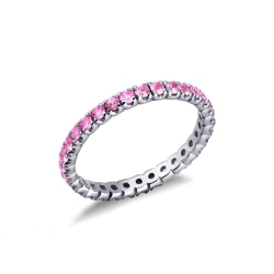 Ewigkeitsring aus 18k Weißgold mit rosa Saphiren