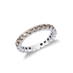 Memoryring Weißgold mit braunen Diamanten