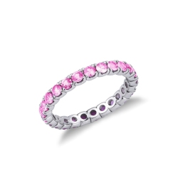 Memory Ring Weißgold 18K mit rosa Saphiren