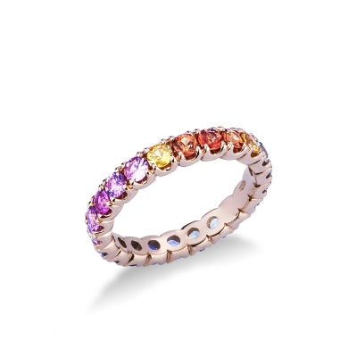 Memoire Ring mit Saphiren Roségold Rainbow Kollektion