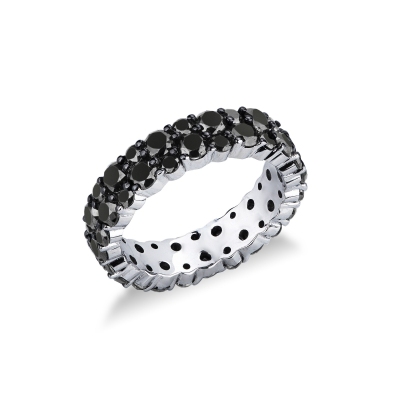 Eternity Ring mit zwei Reihen von schwarzen Diamanten