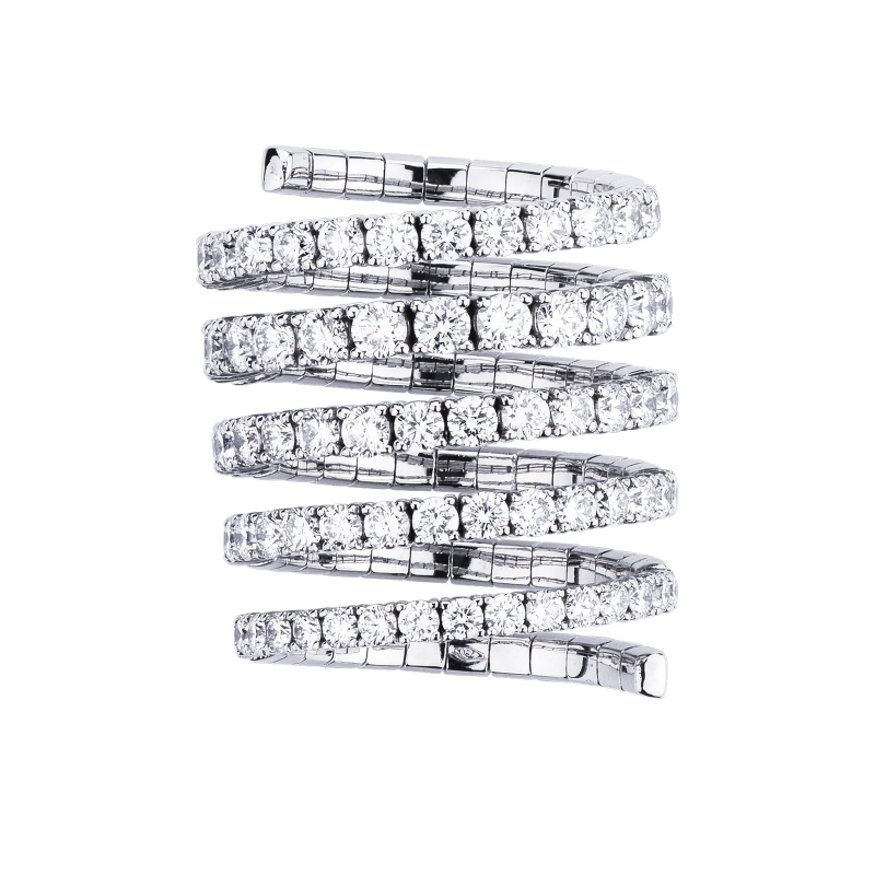 Weißgold 750 Bandring Spirale mit Diamanten