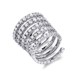 Weißgold 750 Bandring Spirale mit Diamanten