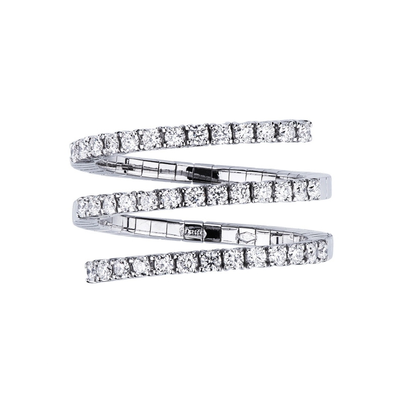Bandring Spirale mit Diamanten aus Weißgold 18K Bandring Spirale mit Diamanten aus Weißgold 18K