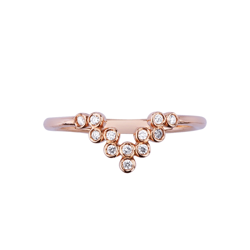 Designer Ring Roségold 18K mit Diamanten in einer V-Form